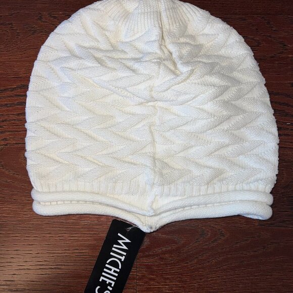 Winter White Beanie Hat 100% Cotton With Small Beads NWT main image 7
